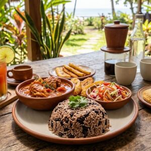Rise and beasn ,menú caribeño de Costa Rica